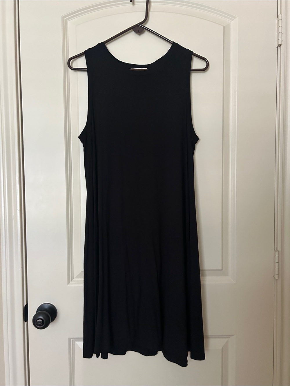 LOFT Black Sleeveless A-Line Midi Dress